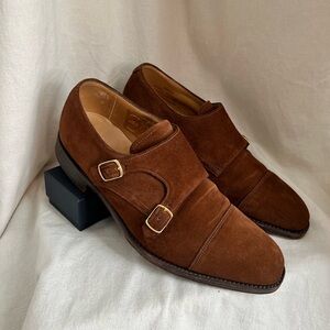 LOAKE 1880 Cannon Brown Suede Double Monk Straps UK 6 / US 7